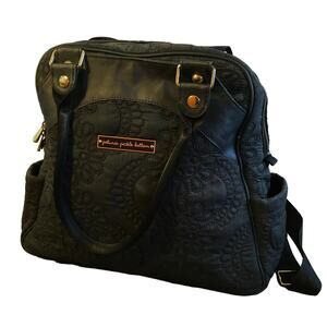 Petunia Pickle Bottom Black Quilted Sashay Satchell Backpack Diaper Hand Bag
